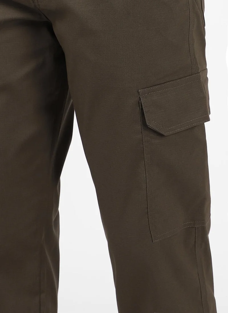 Urbano Fashion  Urbano Fashion Men's Dark Olive Regular Fit Solid Cargo Chino Pant With 6 Pockets for Men | Best Price UAE